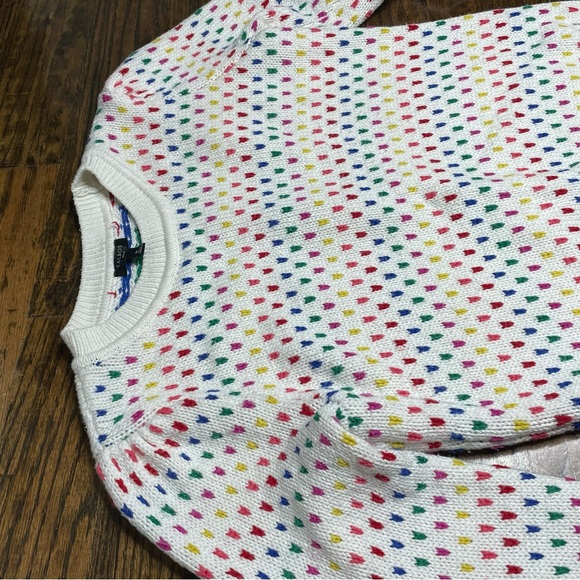 Talbots Rainbow Sweater Medium Petite Puff Sleeve Knit Ribbed Retro - Picture 3 of 6